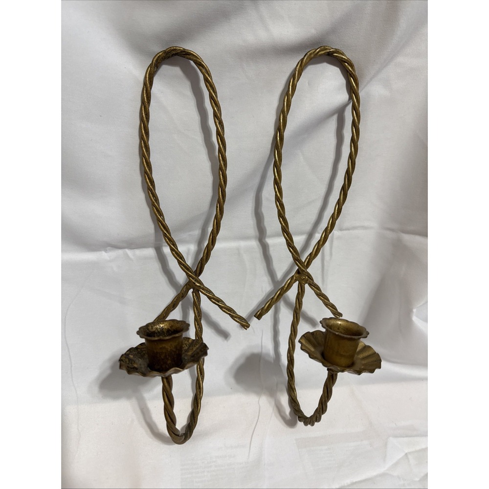 Vintage Home Interiors  Homeco Gold Braided Wall‎ Candle Holders